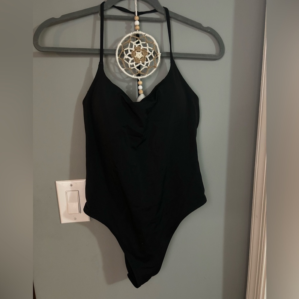 Aerie Black One Piece Swimwear with Strappy Back